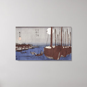 Insel Tsukudajima und Bezirk Fukagawa Leinwanddruck