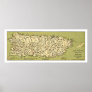 Insel von Puerto- Ricokarte 1900 Poster