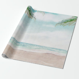 Inselhauch Gemalte Strandszene Hochzeit Geschenkpapier