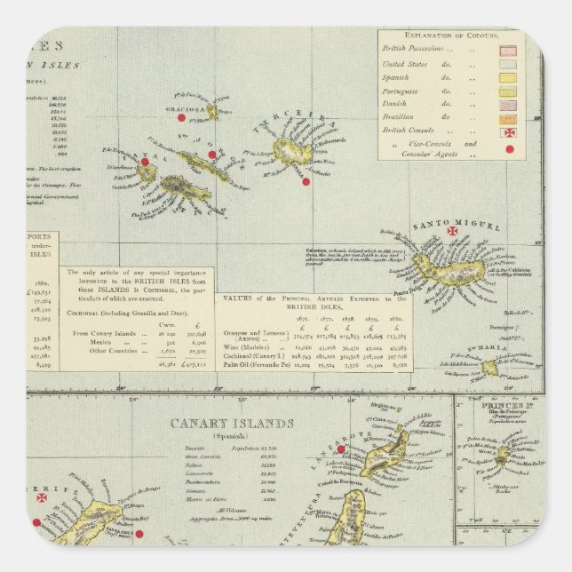 Inseln, Atlantik Quadratischer Aufkleber (Vorderseite)