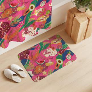 Inseln blühen und Früchte auf Fuchsia Badematte