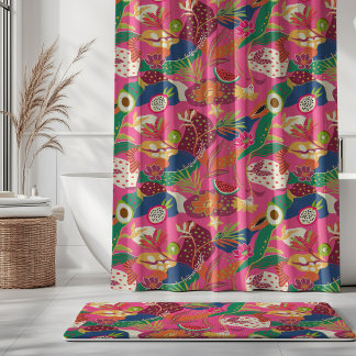 Inseln blühen und Früchte auf Fuchsia Duschvorhang