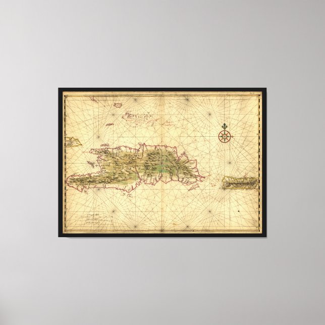 Inseln Hispaniola und Puerto Rico Karte (1639) Leinwanddruck (Vorderseite)