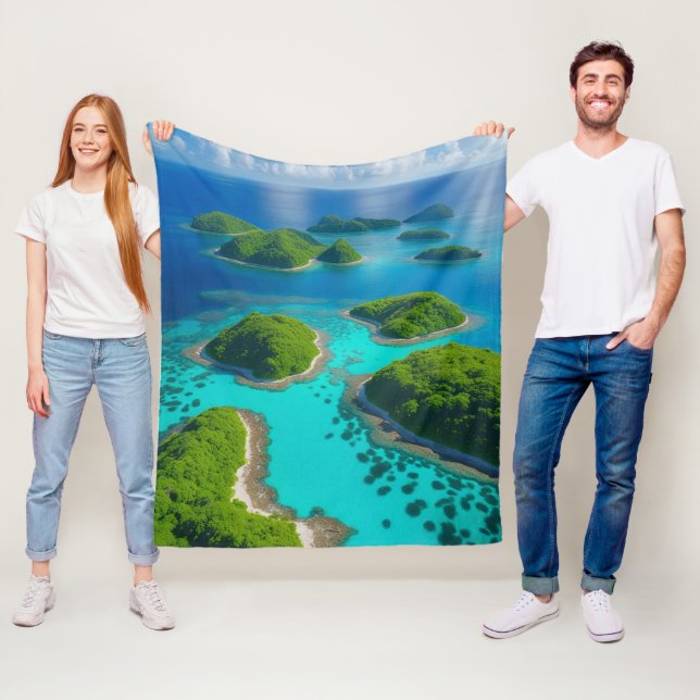 "Inseln im Himmel: Gemütliche Ozeanflucht Fleecedecke (Beispiel)