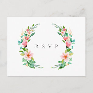 Inseln Korallen Blumen Hochzeit RSVP Songwunsch Einladungspostkarte