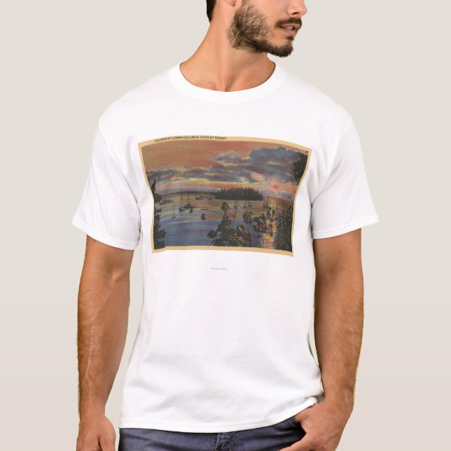 Inseln von unterem Columbia River bei Sunsetand T-Shirt (Vorderseite)