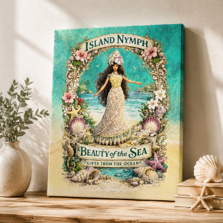 Inselnymphe Tropische Spirituelle Ozean-Fantasie-K Leinwanddruck