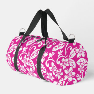 INSELPLUMERIA-MUSTER IN HOT PINK DUFFLE BAG