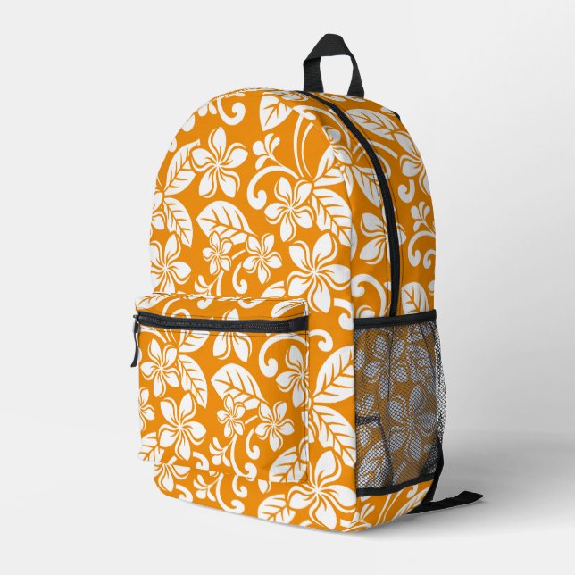 INSELPLUMERIA-MUSTER IN ORANGE BEDRUCKTER RUCKSACK (Rückseitige Ecke Rechts)