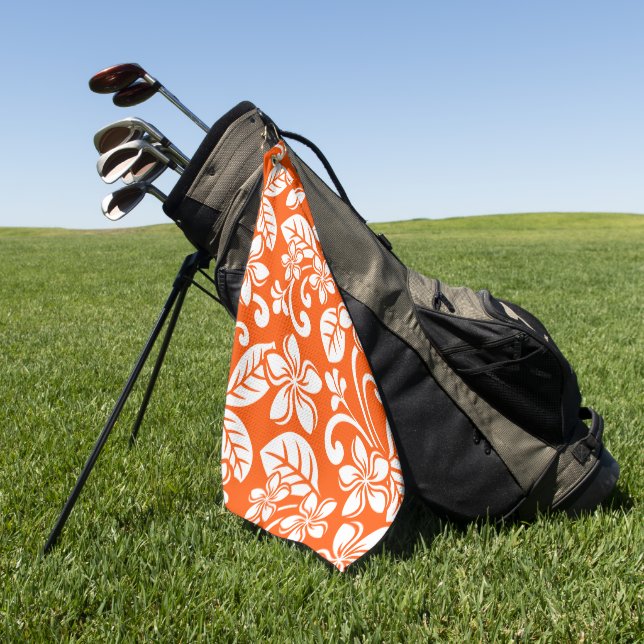 INSELPLUMERIA (SEHR ORANGE) GOLFHANDTUCH (Gras)