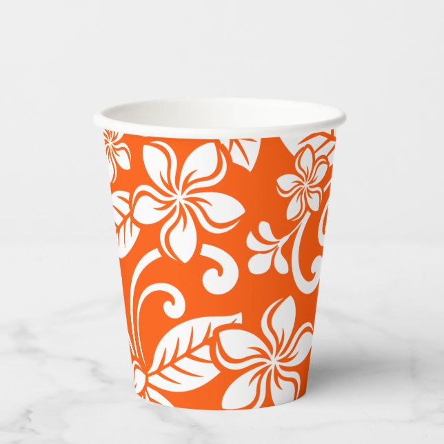 INSELPLUMERIA (SEHR ORANGE) PAPPBECHER (Vorderseite)