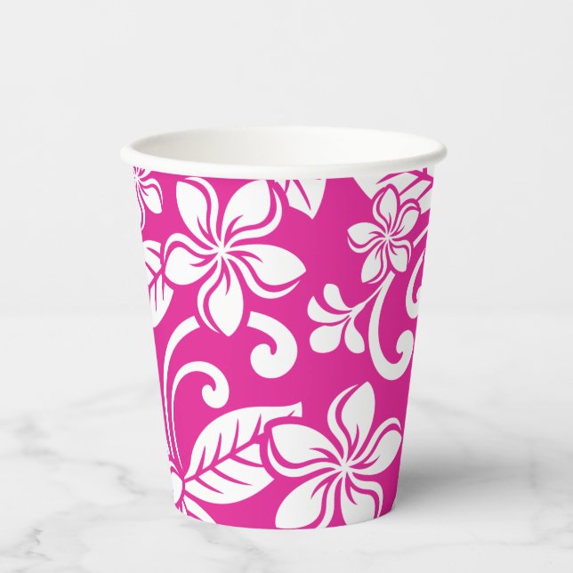 INSELPLUMERIE (HOT PINK) PAPPBECHER (Vorderseite)