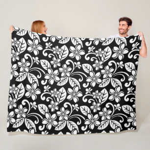 INSELPLUMERIE (SCHWARZ) FLEECEDECKE