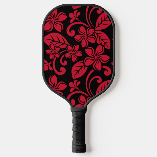 INSELPLUMERIE (SCHWARZ/ROT) PICKLEBALL SCHLÄGER (Vorderseite)