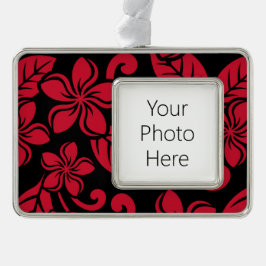 INSELPLUMERIE (SCHWARZ/ROT) Rahmen-Ornament SILBER