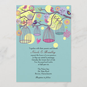 Inséparables de cages d'oiseaux Faire-part de mari