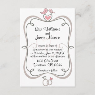 Inséparables et coeurs Invitation