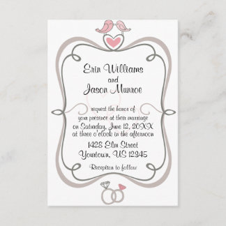 Inséparables et coeurs Invitation