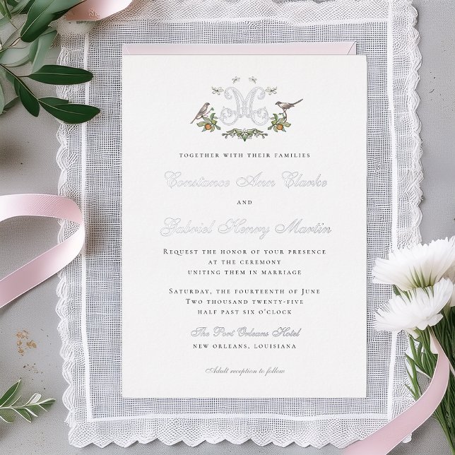 Inséparables "M" Faire-part de mariage à huile Mon (Créateur téléchargé)