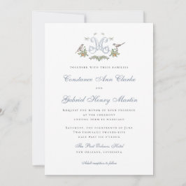 Inséparables "M" Faire-part de mariage Monogramme