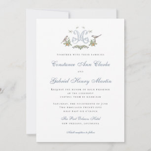 Inséparables "M" Faire-part de mariage Monogramme