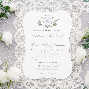 Inséparables "M" Faire-part de mariage Monogramme