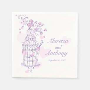 inséparables mariages serviettes en papier rose vi
