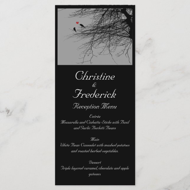 Inséparables, menu mariage et programme (Devant)