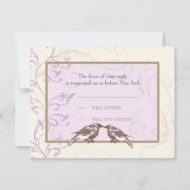 Inséparables 'n Lace - Lilac Mariage Carte de répo (Devant)