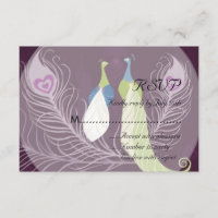 Inséparables Peacock Paire Mariage violet RSVP