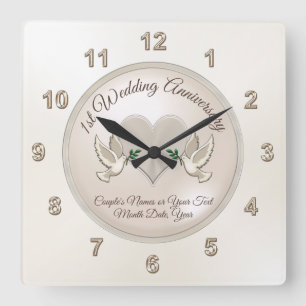 Inséparables personnalisées horloge du premier ann