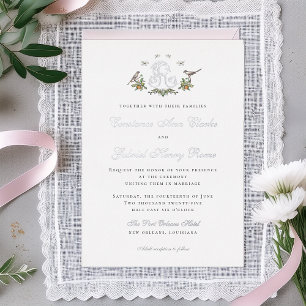 Inséparables "R" Faire-part de mariage à huile de 