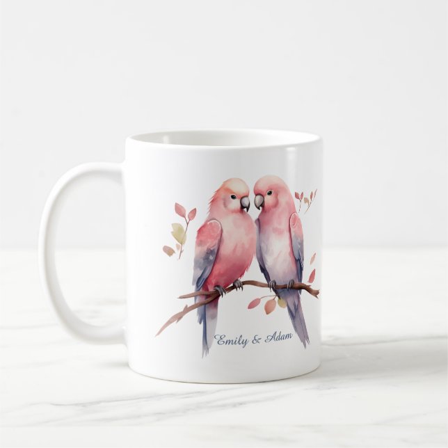 Inséparables roses Saint Valentin Café Mug (Gauche)