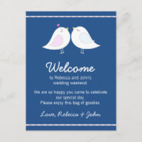 Inséparables sur la carte de Mariage bleu marine