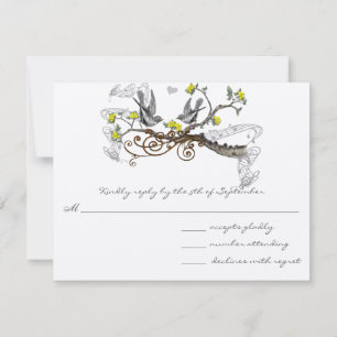 Inséparables Vintages Jaune et Gris Mariage RSVP