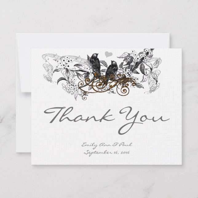 Inséparables vintages Merci Mariage Floral Blanc (Devant)