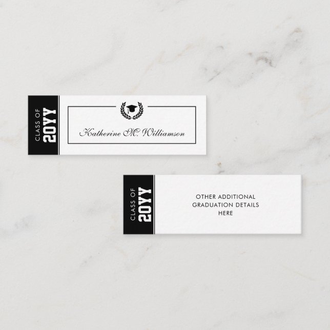 Insère la carte de nom de graduation moderne perso (Devant / Derrière)