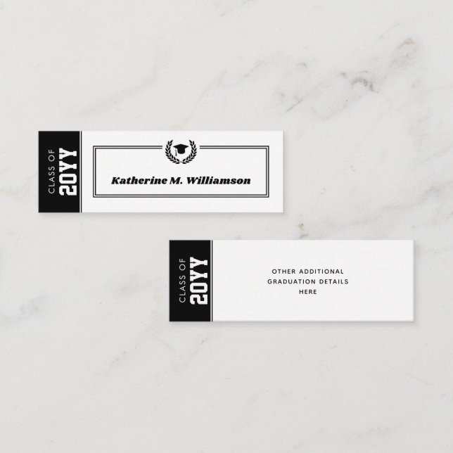 Insère la carte de nom de graduation moderne perso (Devant / Derrière)