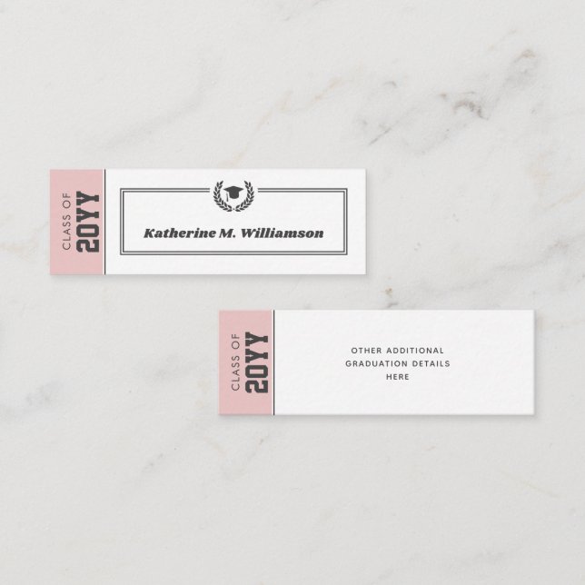 Insère la carte de nom de graduation moderne perso (Devant / Derrière)