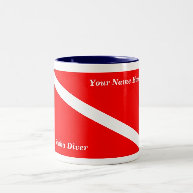 (Insérez Votre Nom) Plongeur Scuba Café Mug 1 (Centre)