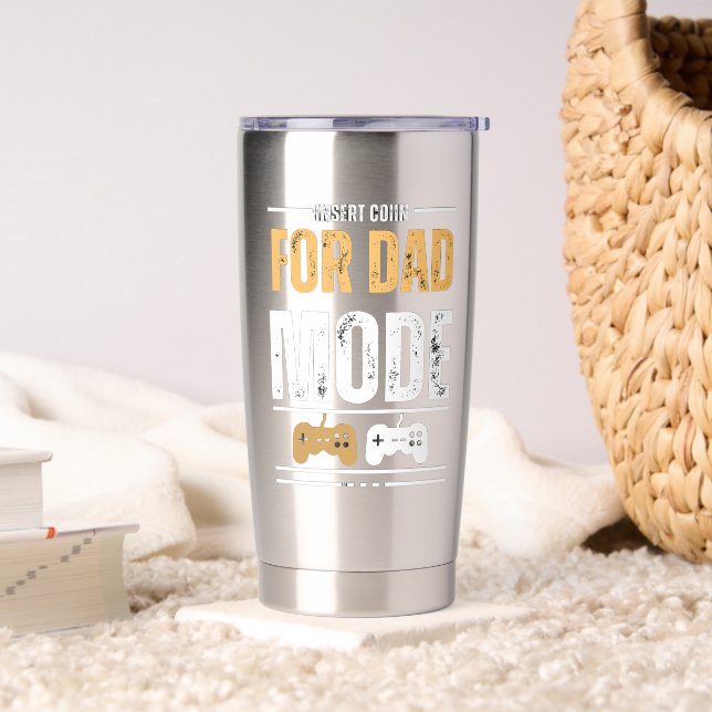 Insert Coin for Dad Mode Gaming Art mugs Thermobecher (Wohnzimmer)