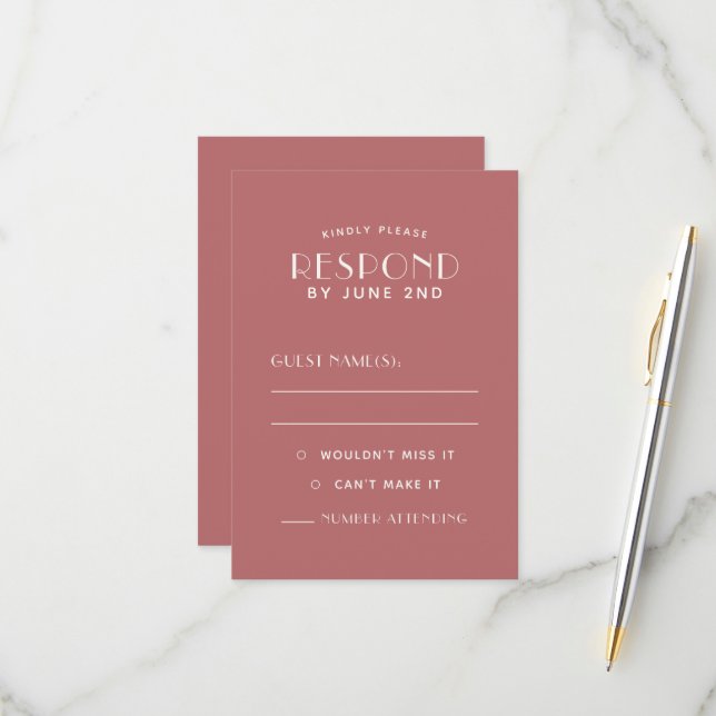 Insertions RSVP de mariage personnalisées simples  (Devant/Arrière en situation)