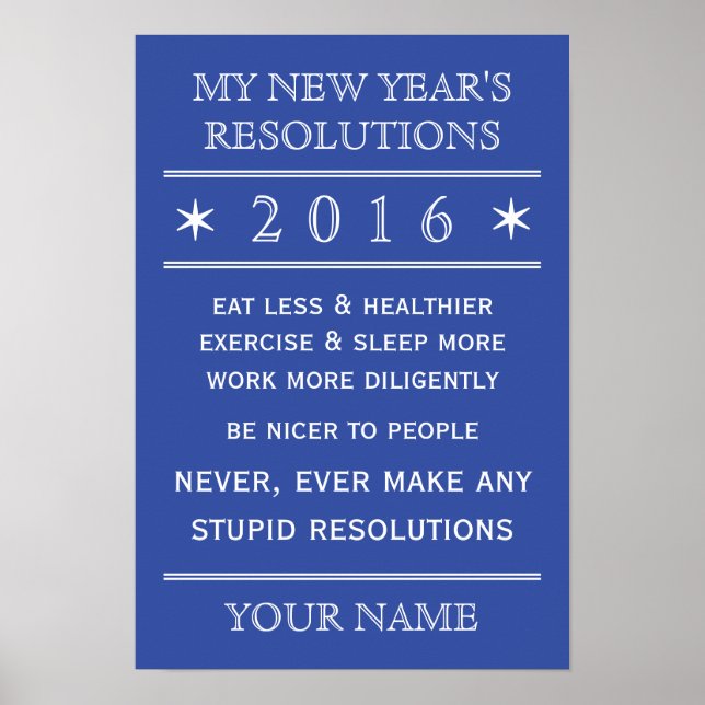 Insgesamt anpassbares New Year's Resolution Poster (Vorne)