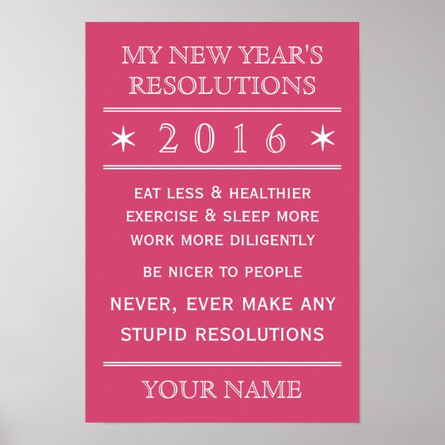 Insgesamt anpassbares New Year's Resolution Poster (Vorne)