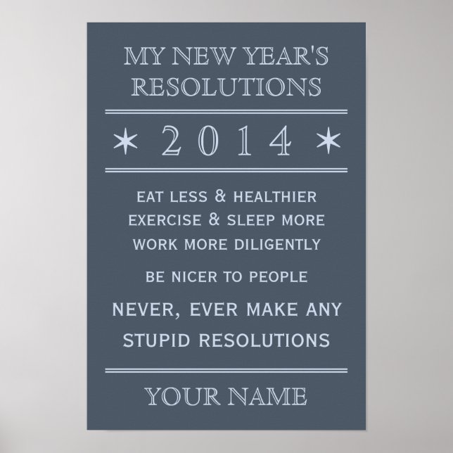 Insgesamt anpassbares New Year's Resolution Poster (Vorne)