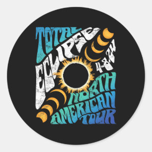 Insgesamt Eclipse 2024 Retro Groovy North American Runder Aufkleber