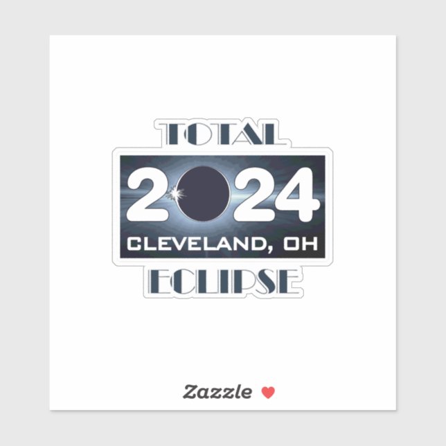 Insgesamt Eclipse Cleveland Ohio 2024 Totalweg Aufkleber (Blatt)