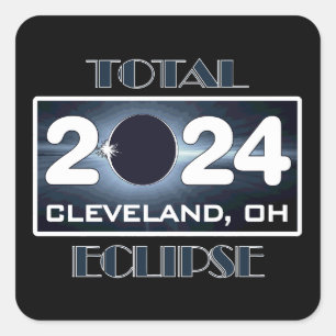 Insgesamt Eclipse Cleveland Ohio 2024 Totalweg Quadratischer Aufkleber