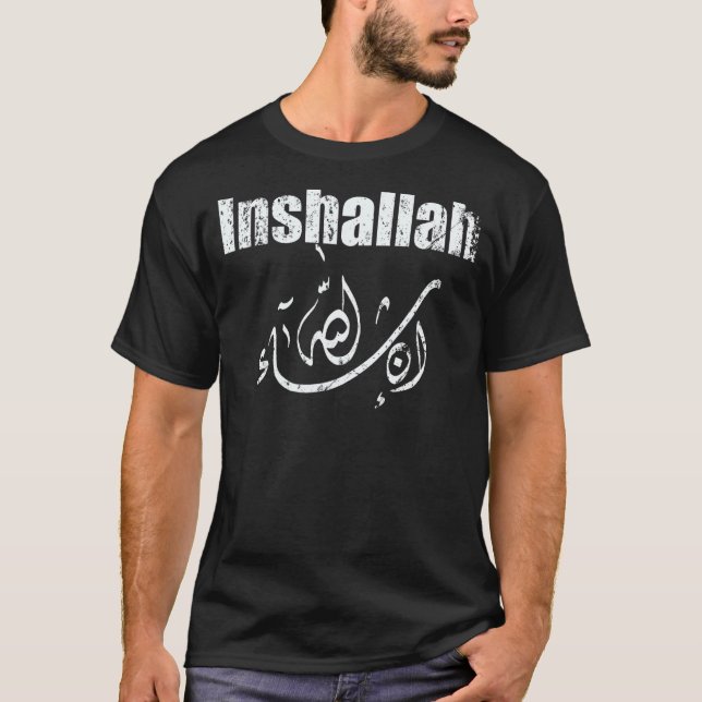 Inshallah bekümmerte arabischen Text Gott will ode T-Shirt (Vorderseite)