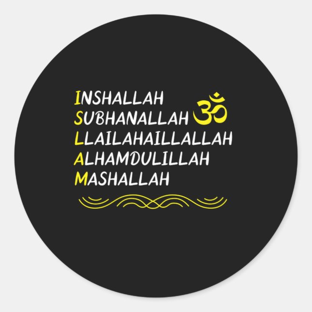 Inshallah Mashallah Muslim Islam Allah Mosque Gift Runder Aufkleber (Vorderseite)